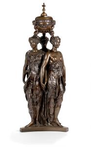 Ferdinand Barbedienne Figurgruppe af patineret bronze. Frankrig, 19. årh.s sidste halvdel. H. 99.
