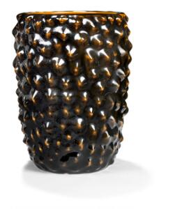 Axel Salto Vase af stentøj modelleret i knoppet stil. Dekoreret med olivinglasur. Sign. Salto, 20665. Kgl. P. Udført 1954. H. 25,5.