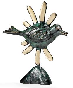 Corneille Fugl, 2005. Sign. præget Corneille, 37100. Grønpatineret bronze. H. 47