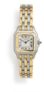 Cartier Damearmbåndsur af guld og børstet stål. Model Panthere Mini. Quartz. Ca. 1990.