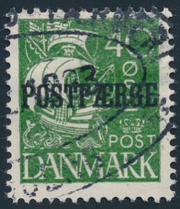 1930. Karavel, 40 øre, grøn. Variant Plet i flaget. Flot stemplet eksemplar. AFA 5000