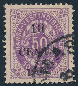 1895. 1050 cents, violet. OMVENDT VANDMÆRKE. Meget sjældent mærke med let afrundet hjørnetak. Ifølge Facit 2 kendte. AFA -