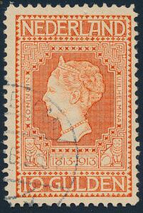 1913. Jubilee, 10 Gld. orange. Very fine used. Sign. W. Engel. Michel Euro 950