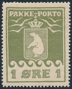 1905. 1 øre, oliven. Flot centreret postfrisk mærke. AFA 12000. Attest Møller.