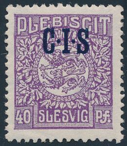 1920. Tjeneste. C.I.S. 40 pf, violet. Sjælden variant MANGLENDE LODRET STREG I V i SLESVIG. Postfrisk. Michel 9 II