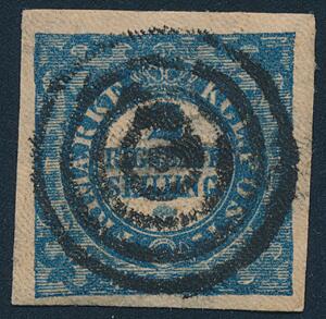 1851. 2 RBS Ferslew. Plade I, nr. 43. Type 9. Fantastisk smukt eksemplar med helt centrisk stumt stempel og brede rande. Attest Nielsen PRAGTEKSEMPLAR.