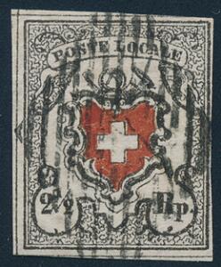 1850. Poste Locale. 2 12 Rp. blackred. Fresh and fine used copy in flawless condition. Michel EURO 1300. Cert. Marchand BPP