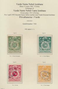 Banemærker. Privatbanerne i Varde. 1903-1972. Samling på 20 sider med flere bedre mærker m.v.