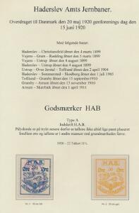 Banemærker. Haderslev Amts baner. 1899-1926. God samling på 11 sider med flere bedre udgaver, et par postkort med stationer osv.