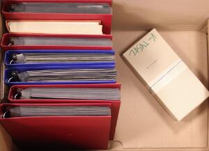 1860-2000. Large box with collection in 7 albums incl. some medium-priced issues from BRD, Reich, Berlin etc. Also small file-box with some dublicates etc.