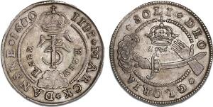 4 mark  krone 1659 Eben Ezer, H 100A, Aagaard 76.2, årstal rettet fra 1660, smuk patina