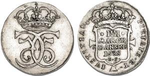 4 mark  krone 1685, H 79, Sieg 42, Aagaard 36