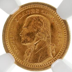 Gold Dollar, 1903, Louisiana PurchaseThomas Jefferson, F 98, slabbed and graded MS 64 by NGC