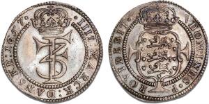 4 mark  krone 1657, H 92, S 32, Aagaard 63.1