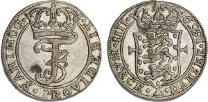 4 mark  krone 1669, Mysteriekrone, H 113C, S 26, Aagaard M69-1 - sjælden