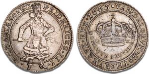 4 mark  krone 1665, H 103, Aagaard 144.1