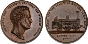 Jernbanen Altona - Kiel, 1844, Alsing, B 178, 44 mm, 36 g, bronze, ex. Jessen OM 45, lot 1805