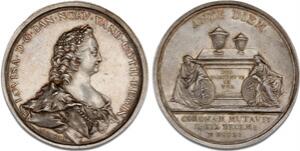 Dronning Louises død, 1752, Winsløw, G 406, 50 mm, 62 g, ex. Zinck, lot 2209, ex. Bissen