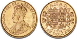 George V, 1910 - 1936, 10 Dollars 1913, F 3, KM 27