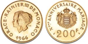 Rainier III, 1949 - 2005, 200 Francs 1966, F 32, Gad. 152, Schl. 32