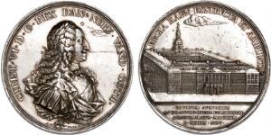 Christiansborgs indvielse 1740, Wahl, Ag, 151 g, 70 mm, G 387, enkelte små kantstød og skrammer
