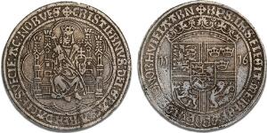 Sølvgylden 1516, Malmø, G 38, pænt støbt eksemplar af dette sjældne årstal