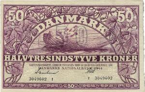 50 kr 1944 f, Svendsen  Friis, Sieg 123, Pick 38, smuk seddel