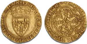 Charles VI, 1380 - 1422, Ecu dor à la couronne, F 291, Duplessis 369