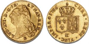 Louis XVI, 1774 - 1792, Double louis dor à la tête nue 1786 K, Bordeaux, Duplessy 1706, Gadoury 363, F 474