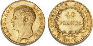 First Empire, Napoléon Bonaparte, 1804 - 1814, 40 Francs, LAn 13 A 1805 - 1805, Paris, F 481, Gadoury 1022