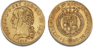Sardinia, Vittorio Emanuele I, 1802 - 1821, 20 Lire 1819, Torino, F 1129, Pagani 7, Schl. 130
