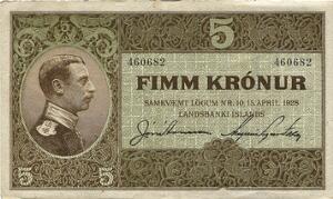 5 kr u. år 1929, nr. 460682, Sieg 29, Pick 23