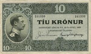 10 kr u. år 1929, nr. 241330, Sieg 30, Pick 24