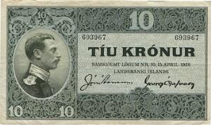 10 kr u. år 1929, nr. 693967, Sieg 30, Pick 24