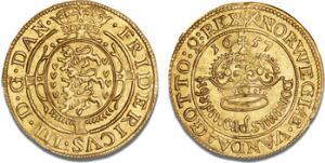 Glückstadt, guldkrone 1657, H 145A, S 5, Aagaard 1.1, F 120