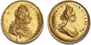 Kongen og dronning Louise, guldmedaillette u. år, G 348