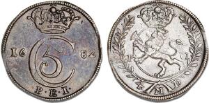 4 mark  krone 1682, Christiania, NM 76, H 55