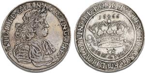 4 mark  krone 1666, H 105A, Aagaard 96.2, Dav. 3579