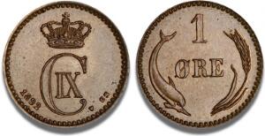 1 øre 1892, H 19A, smuk mønt med møntskær