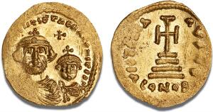 Heraclius, with Heraclius Constantine, 610 - 638 AD, Solidus, Constantinople, 4.50 g