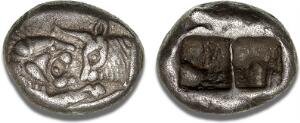 Lydian Kingdom, Sardes, KroisosCroesus, 561 - 546 BC, Siglos Half Stater, SNG von Aulock 2877 ff., Rosen 663ff