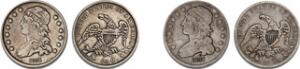 25 Cents 1831, large letters cond. VF, 25 Cents 1837 GVG, KM 55, 2 pcs