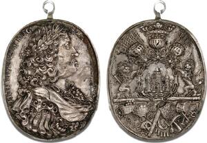 Københavns privilegier u. år 1661, HLT, sølvblikmedaille med original øsken, G 108, JS - , MEM 11.442, Ossbahr 27b