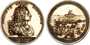 Marstrands erobring, 1719, Christian Wineke, G 279, LS 330 1-024, Ossbahr 202, sølveksemplar med gammel forgyldning