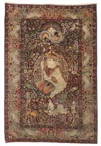 Kirman lavar tæppe, Persien. Figural tæppe. 20. årh.s begyndelse. 218 x 145.