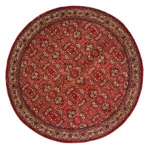 Rundt Bidjar tæppe, Persien. Gentagelsesmønster med blomster og bladværk på rød bund. Konturer med silkeluv. 21. årh. Diam. 300.