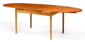 Finn Juhl Spisestue af teak og eg, bestående af spisebord med hollandsk udtræk samt seks stole. 7