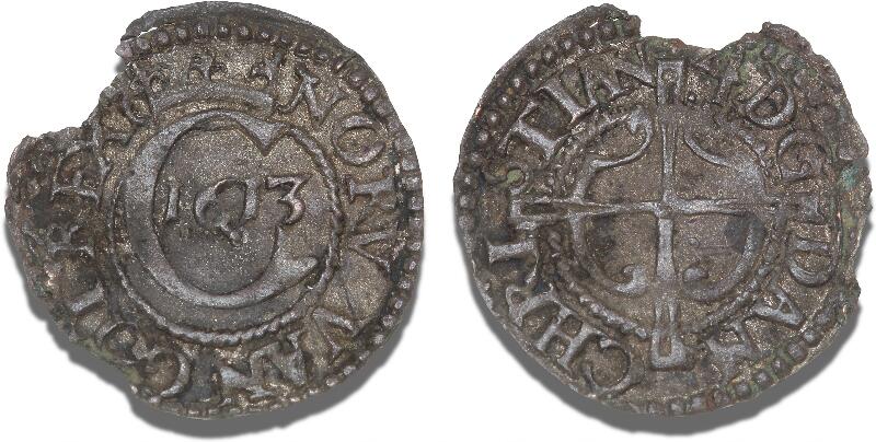 Christian IV, Hvid 1613, H 101, S 38, 0,49 g