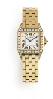 Cartier Santos Demoiselle of 18k gold set with numerous diamonds