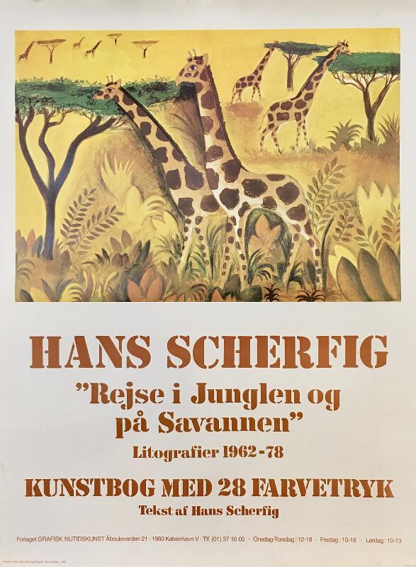Hans Scherfig: Poster “Seven giraffes” (“Syv giraffer”), 1962. Offset in colours after lithography. Grafisk Nutidskunst. Sheet size 80×58 cm. Unframed. - & archive